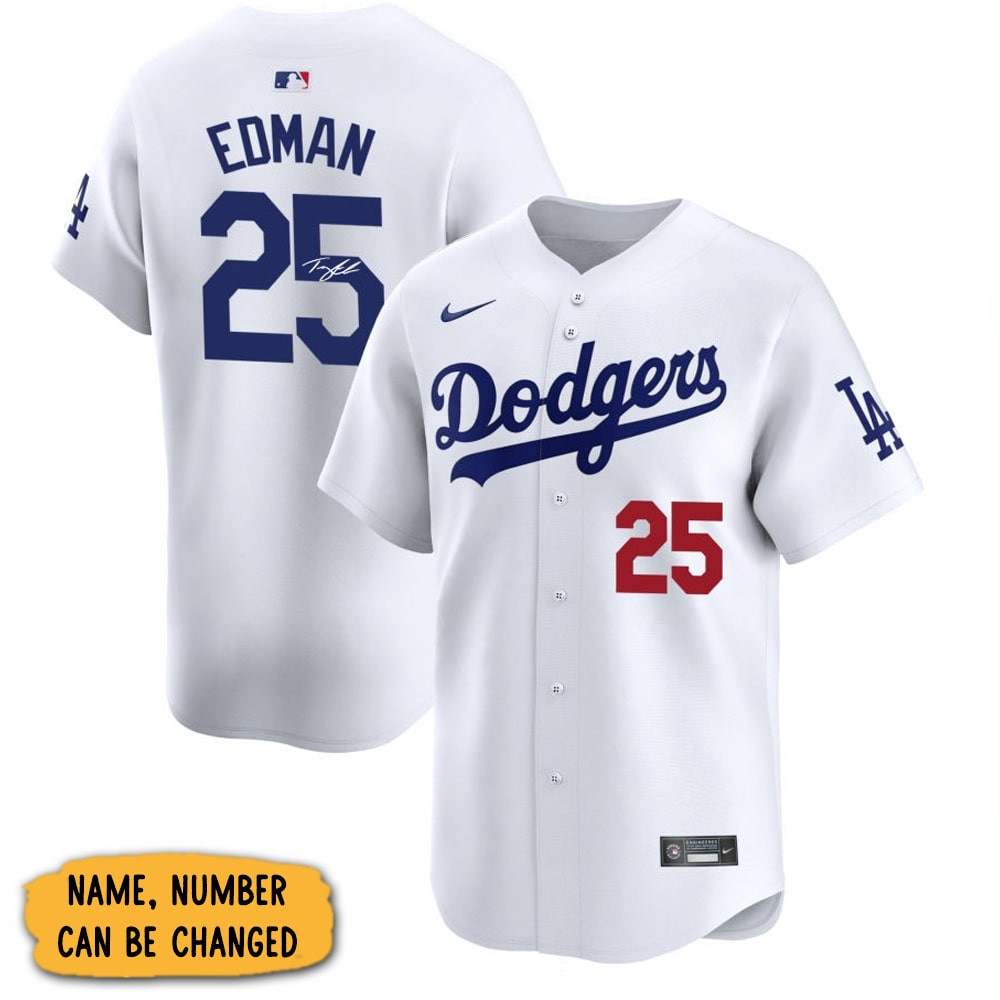 Custom Tommy Edman Autographed Los Angeles Dodgers  Jersey Dad Gifts
