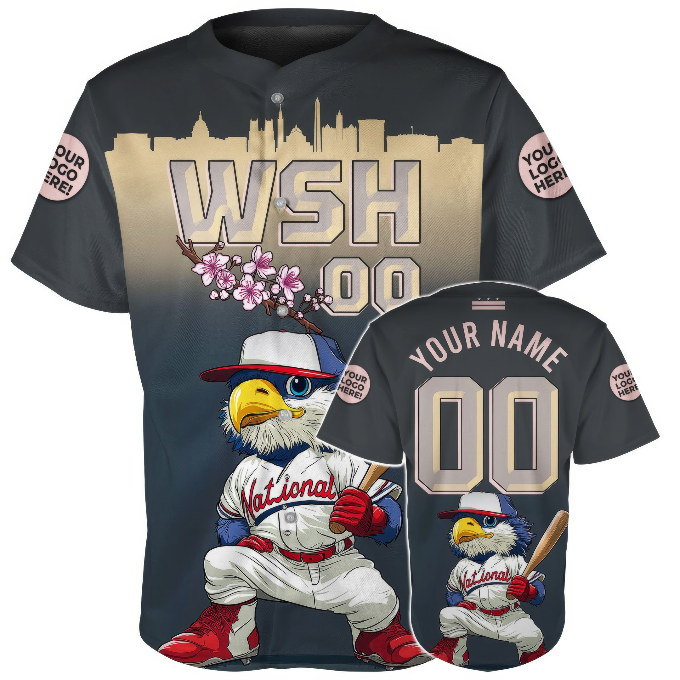 Custom Washington Baseball Mascot Blossom Flower Baseball Jersey Baseball Lover Gift Ideas