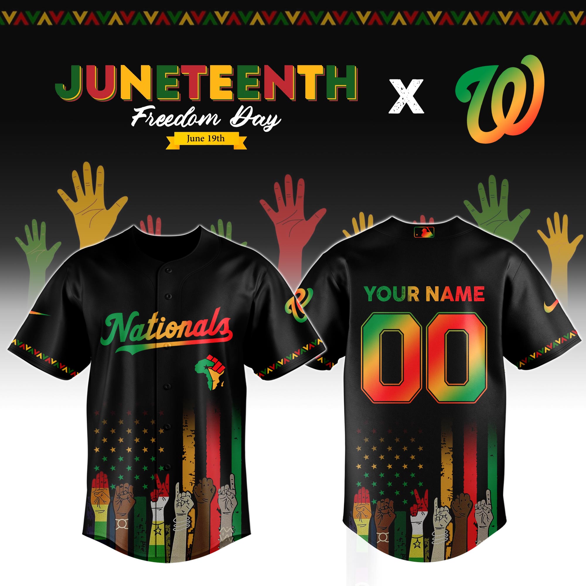 Custom Washington Nationals x Juneteenth Jersey 2025 Baseball Fan Gifts