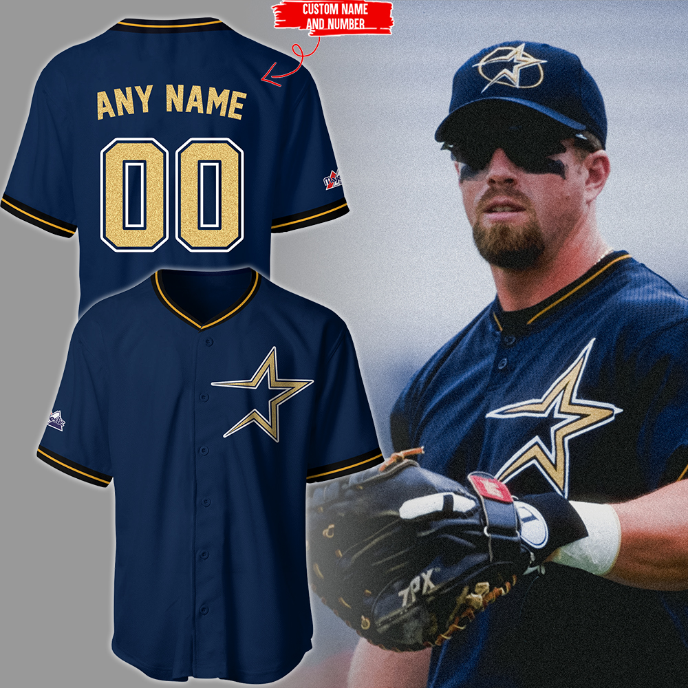 CustomAstros Throwback 1999 Majestic Navy  Jersey Gifts For Baseball Fans
