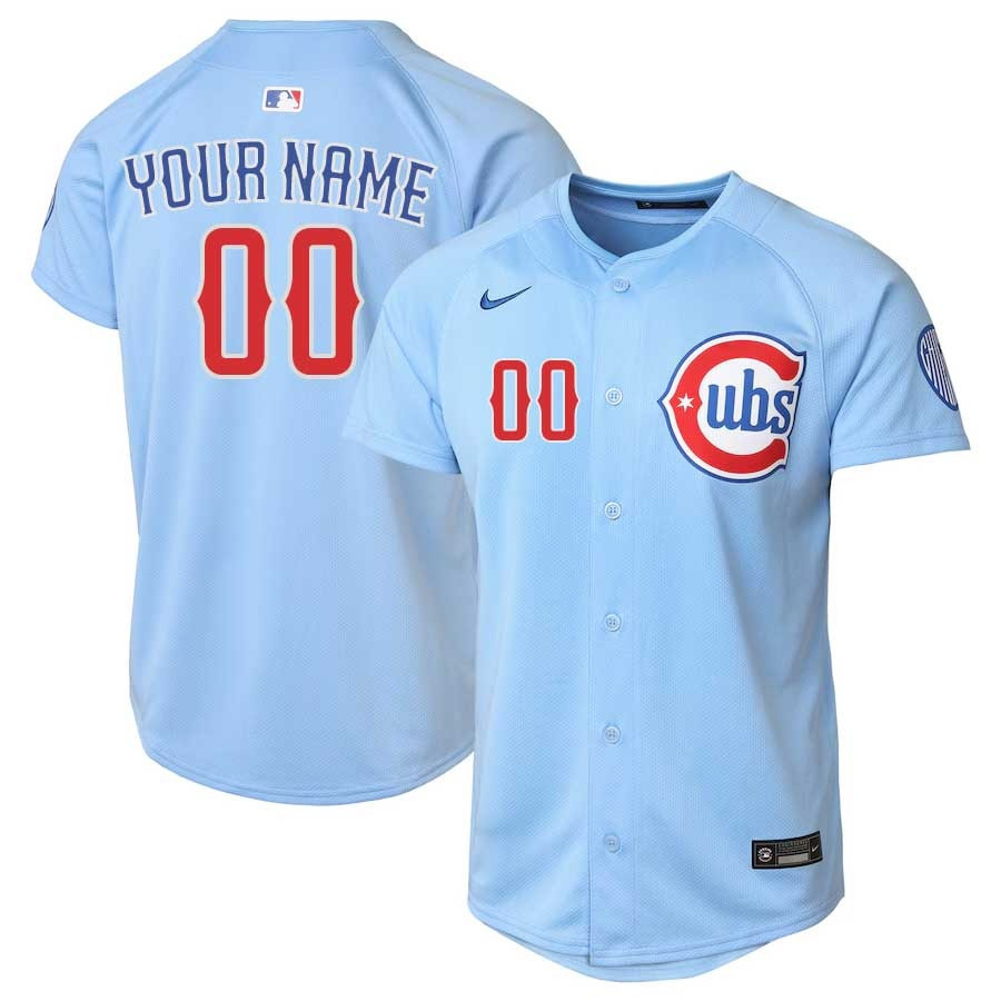 Customized Chicago Cubs Alternate Light Blue Jersey MLB Chicago Cubs New Uniforms Apparel
