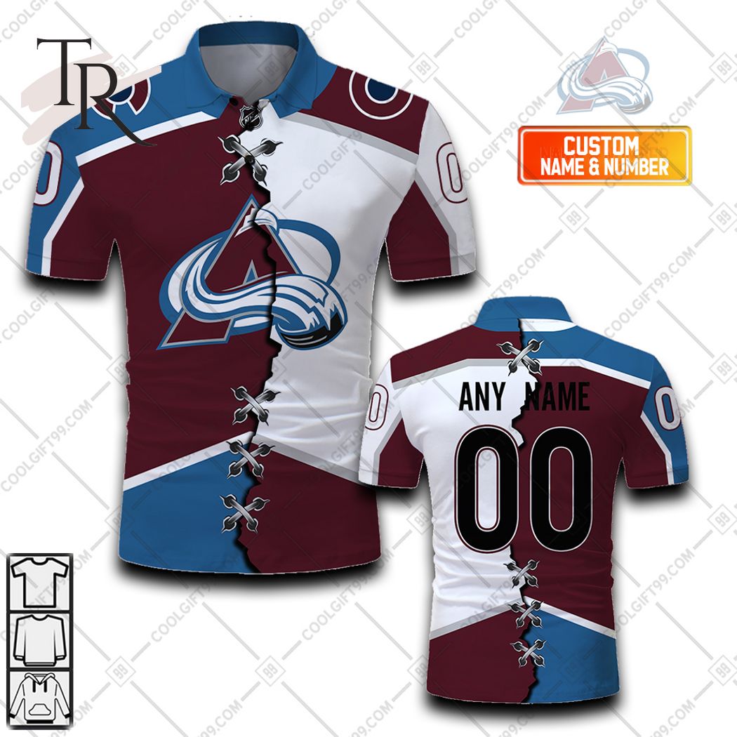 Customized NHL Colorado Avalanche Mix Jersey Style Polo Shirt