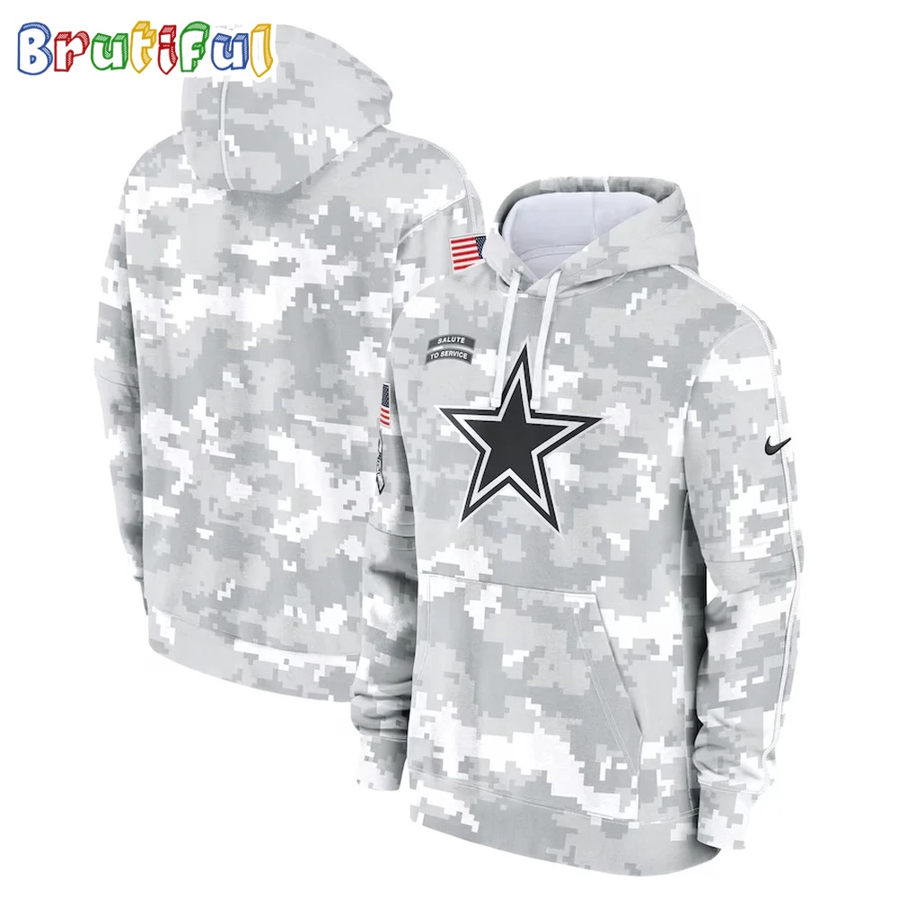 Dallas Cowboys 2024 NFL Salute to Service Club Arctic Camo Hoodie Gift For Sport Music Fans