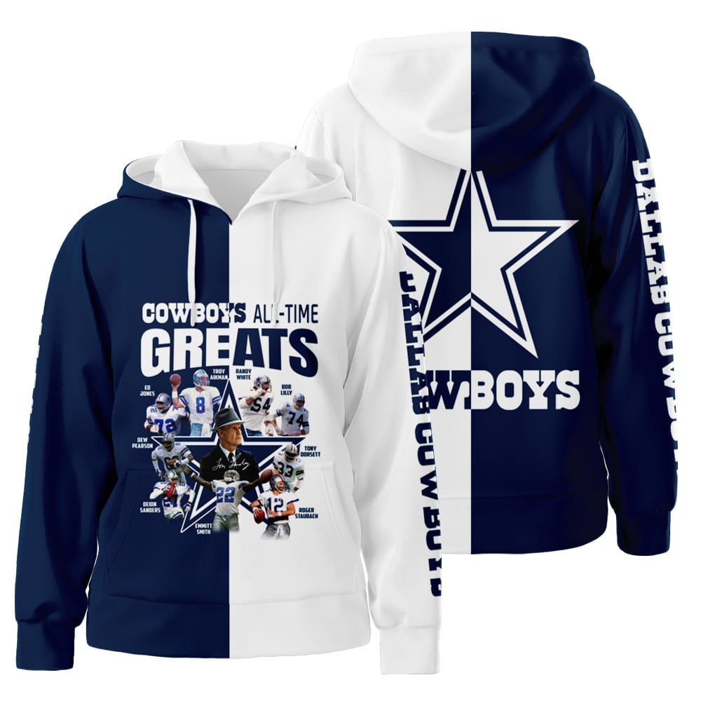 Dallas Cowboys All Time Greats Fan 3D All Over Print Hoodie Zip-Up Hoodie