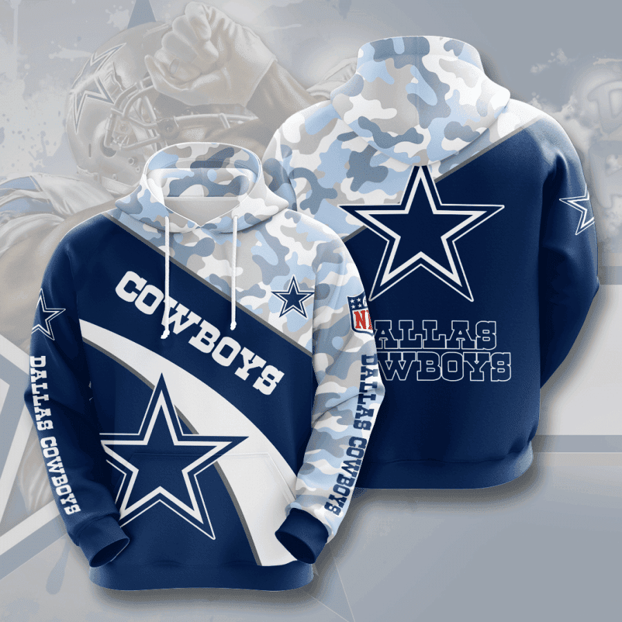 Dallas Cowboys Blue Camo Hoodie  Zip Hoodie Version 2599