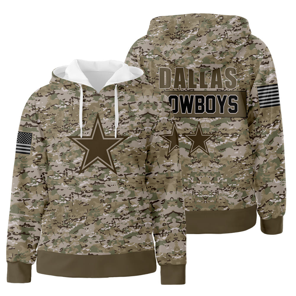 Dallas Cowboys Camo 3D All Over Print Hoodie Zip-Up Hoodie
