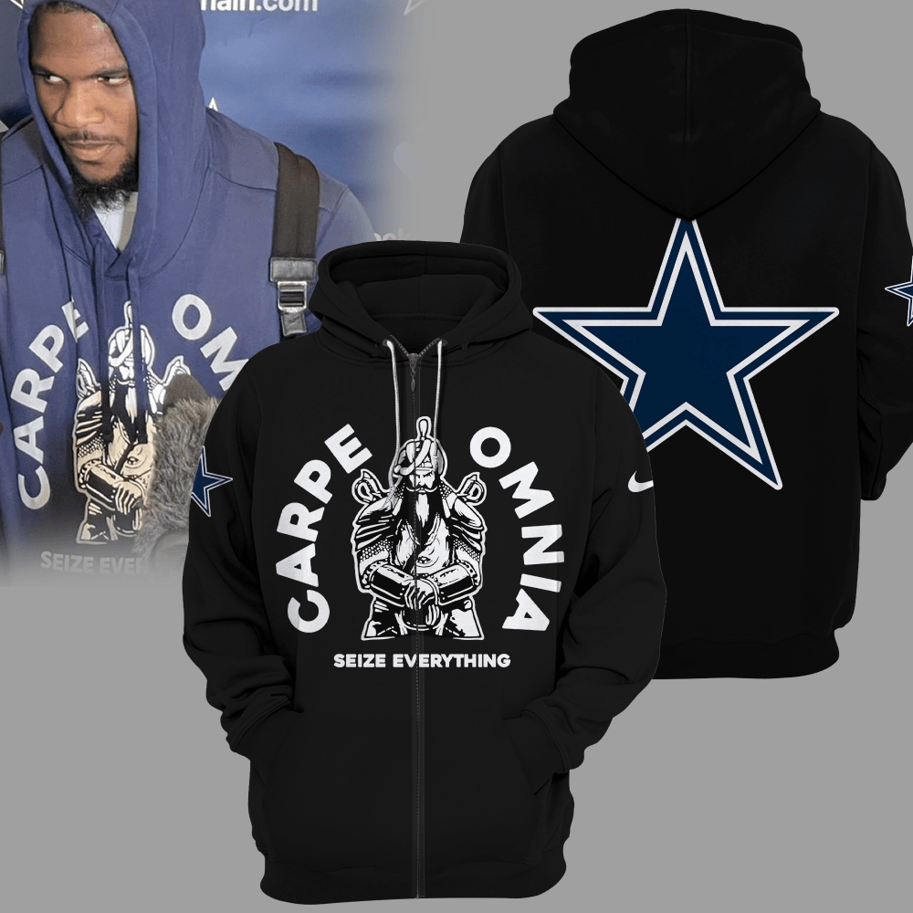 Dallas Cowboys Carpe Omnia Seize Everything Zip Hoodie Dallas Cowboys Merch Fathers Day Gifts