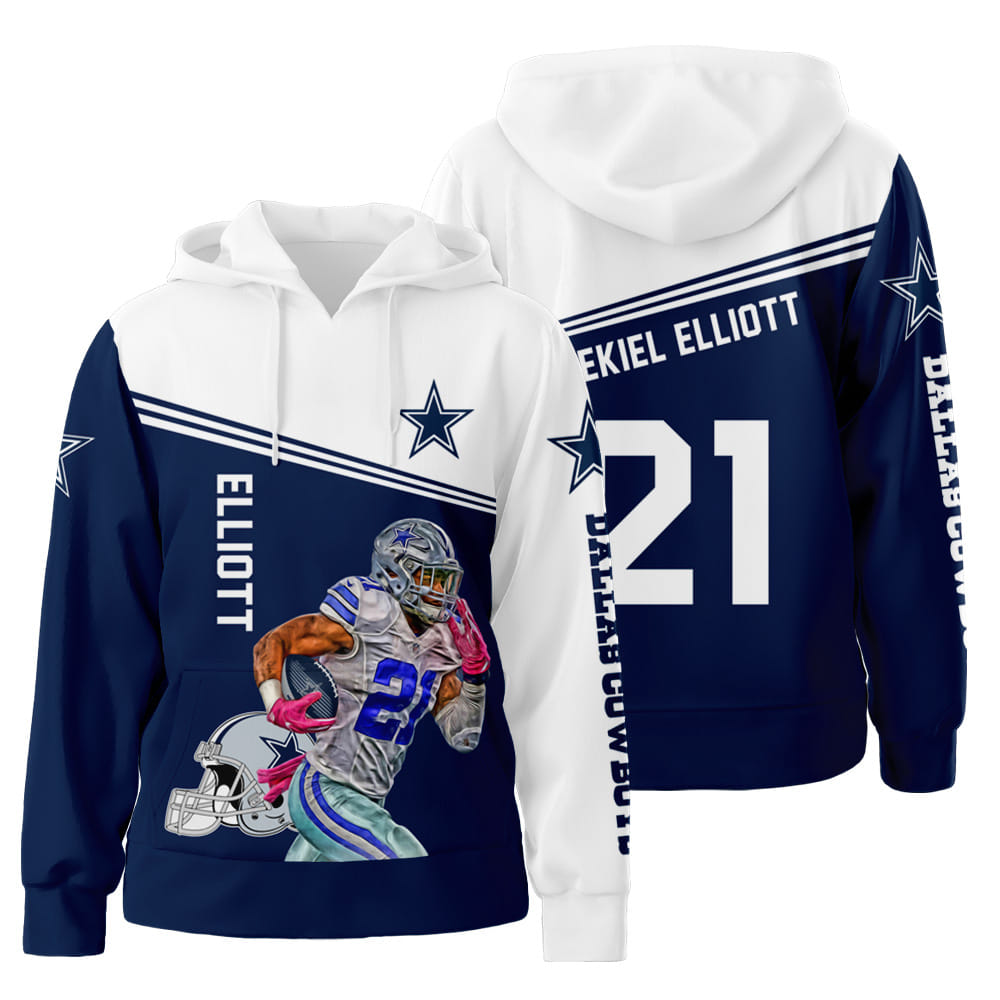 Dallas Cowboys Ezekiel Elliott 3D All Over Print Hoodie Zip-Up Hoodie