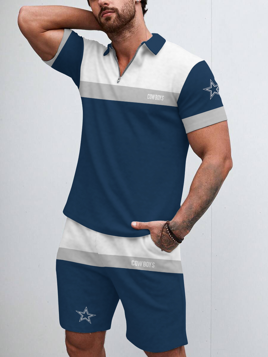 Dallas Cowboys Limited Edition ZIP Polo Shirt And Shorts Two-Piece Suits Merch For Fans Gift For Sport Music Fans