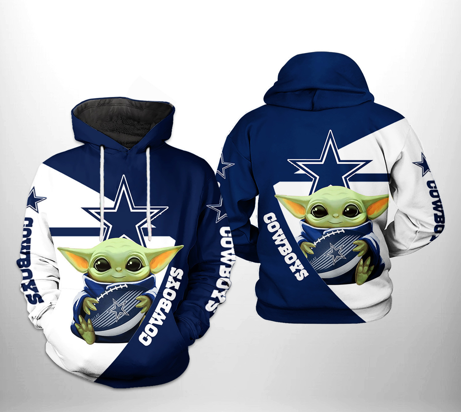 Dallas Cowboys NFL Baby Yoda Team Hoodie Zip Hoodie