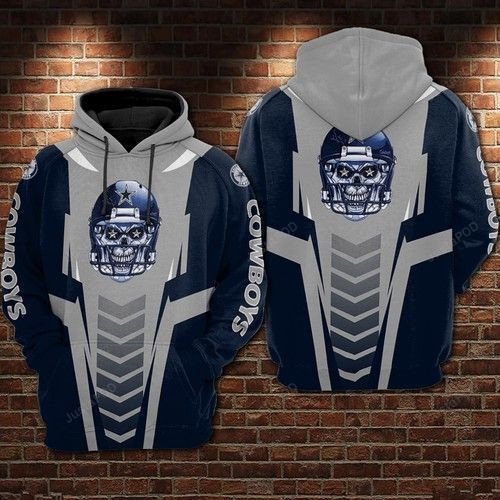 Dallas Cowboys NFL Football Skull Hoodie  Zip Hoodie Version 1346