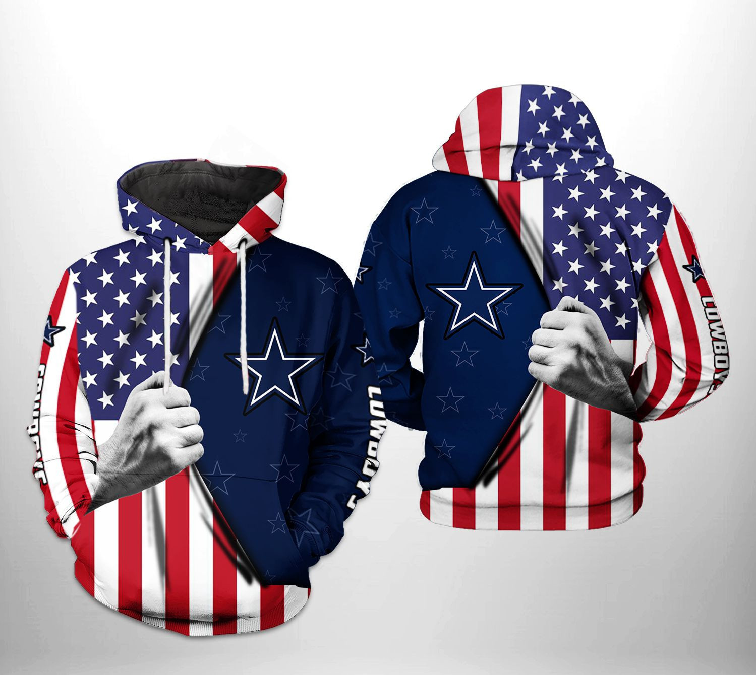 Dallas Cowboys NFL US Flag Team Hoodie Zip Hoodie
