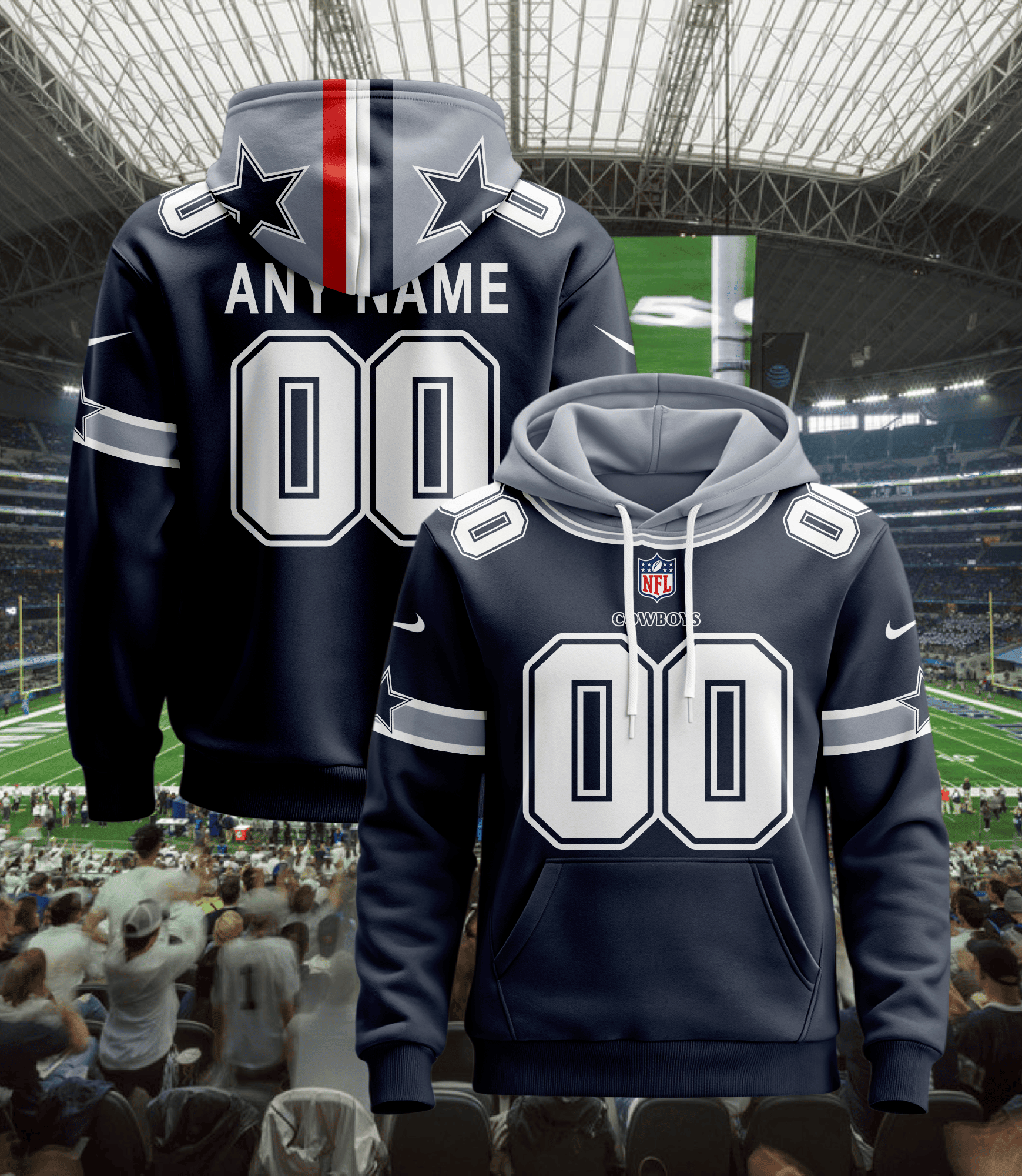 Dallas Cowboys Personalized Name And Number NFL 3D Hoodie Style 24 Gift For Sport Music Fans