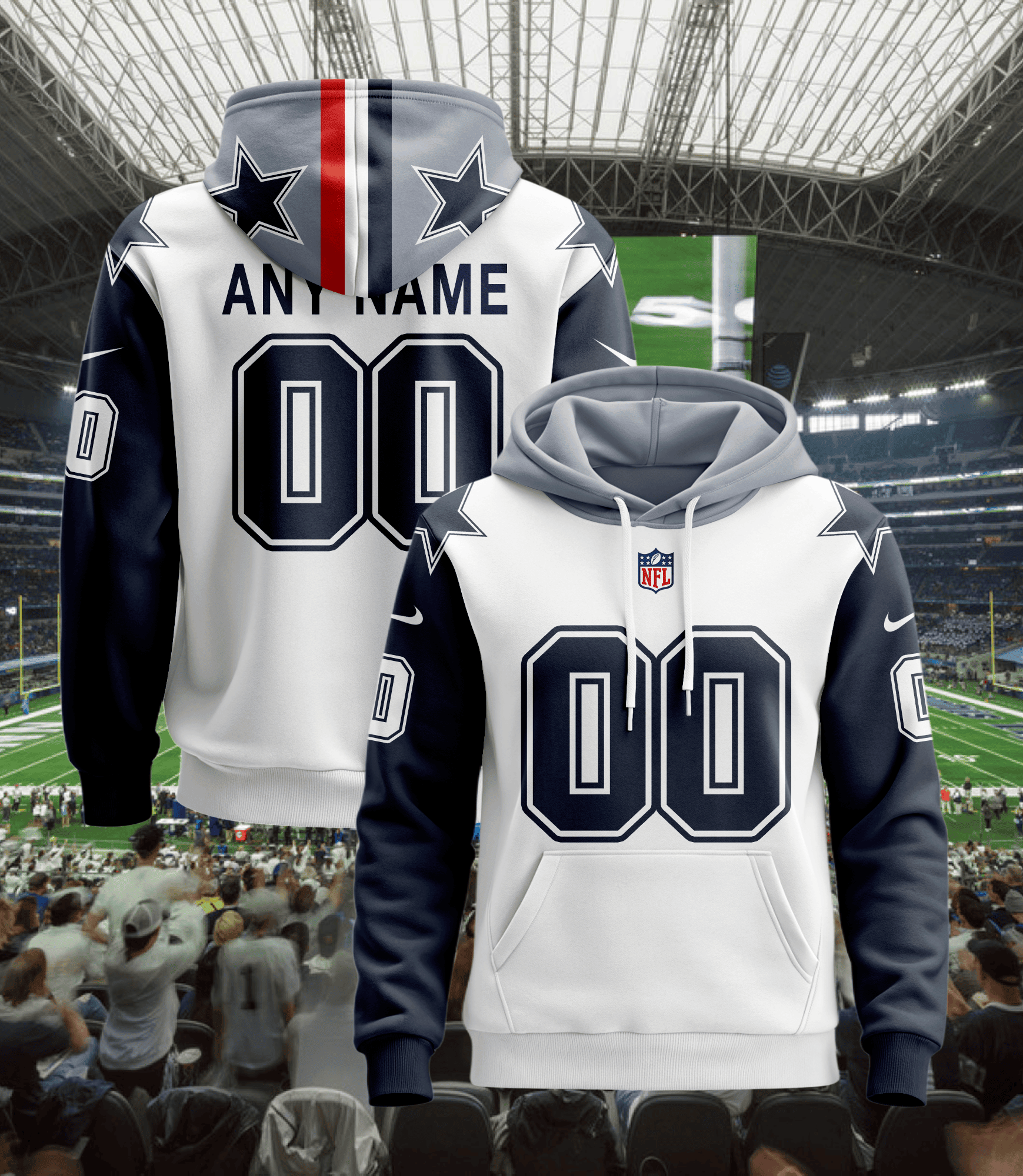Dallas Cowboys Personalized Name And Number NFL 3D Hoodie Version 22