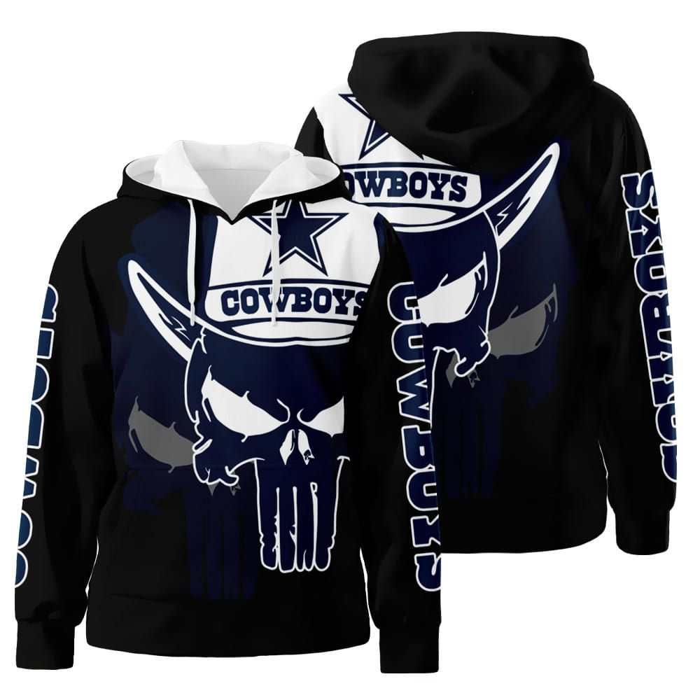 Dallas Cowboys Skull 3D All Over Print Hoodie Zip-Up Hoodie