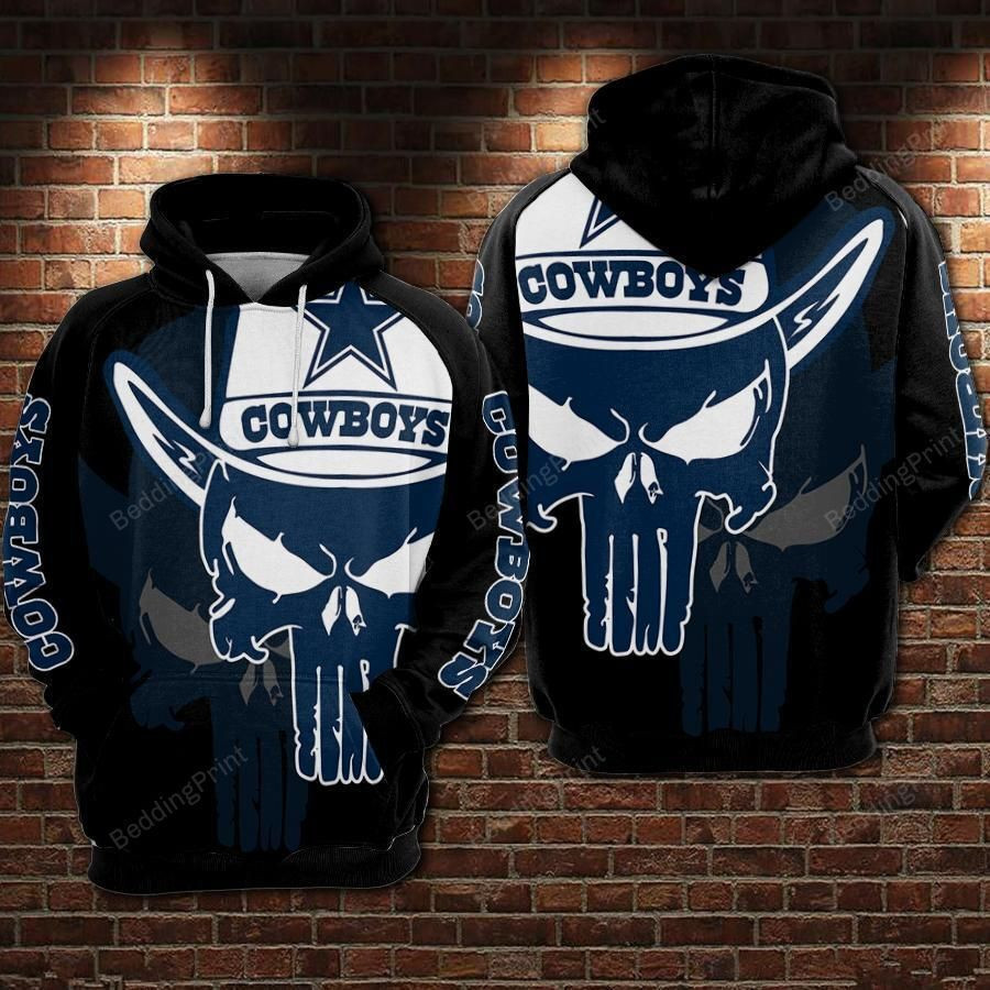 Dallas Cowboys Skull Hoodie  Zip Hoodie Style 3015 Gift For Sport Music Fans