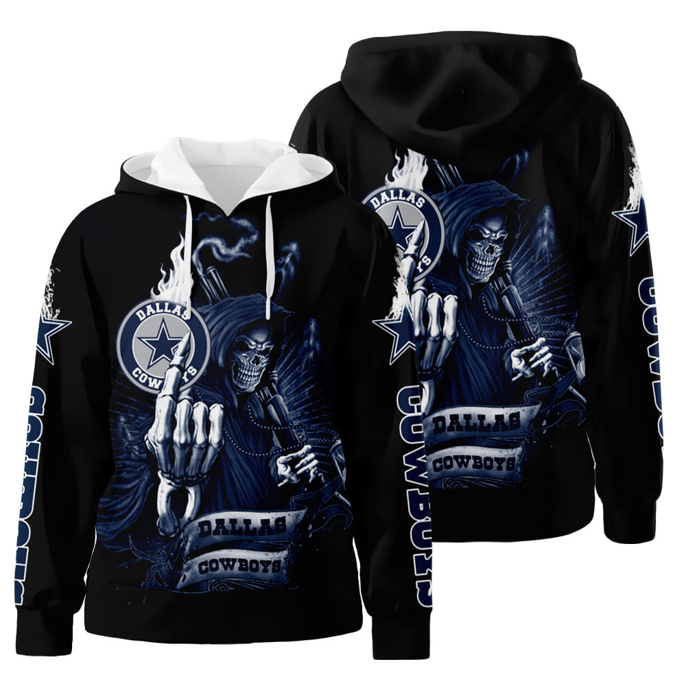 Dallas Cowboys Skull Poker 3D All Over Print Hoodie Zip-Up Hoodie