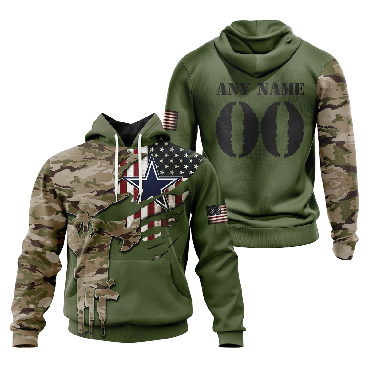 Dallas Cowboys Special Camo Design 3D printed Sweatshirt Hoodie Zipped Hoodie