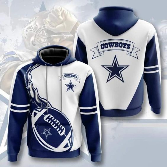 Dallas Cowboys White V2 NFL Football Team Hoodie