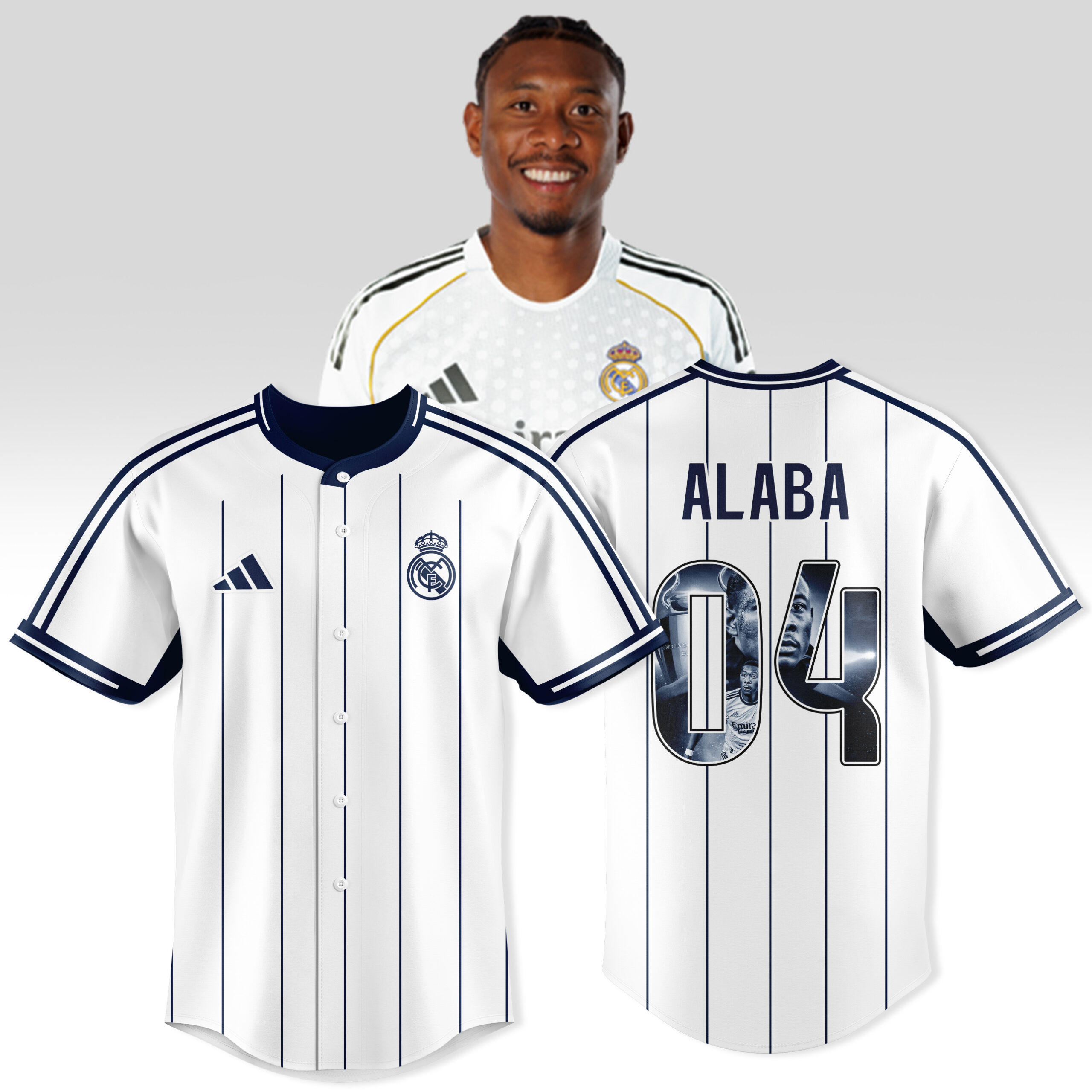 David Alaba #04 Real Madrid Personalized Baseball Jersey For Fans