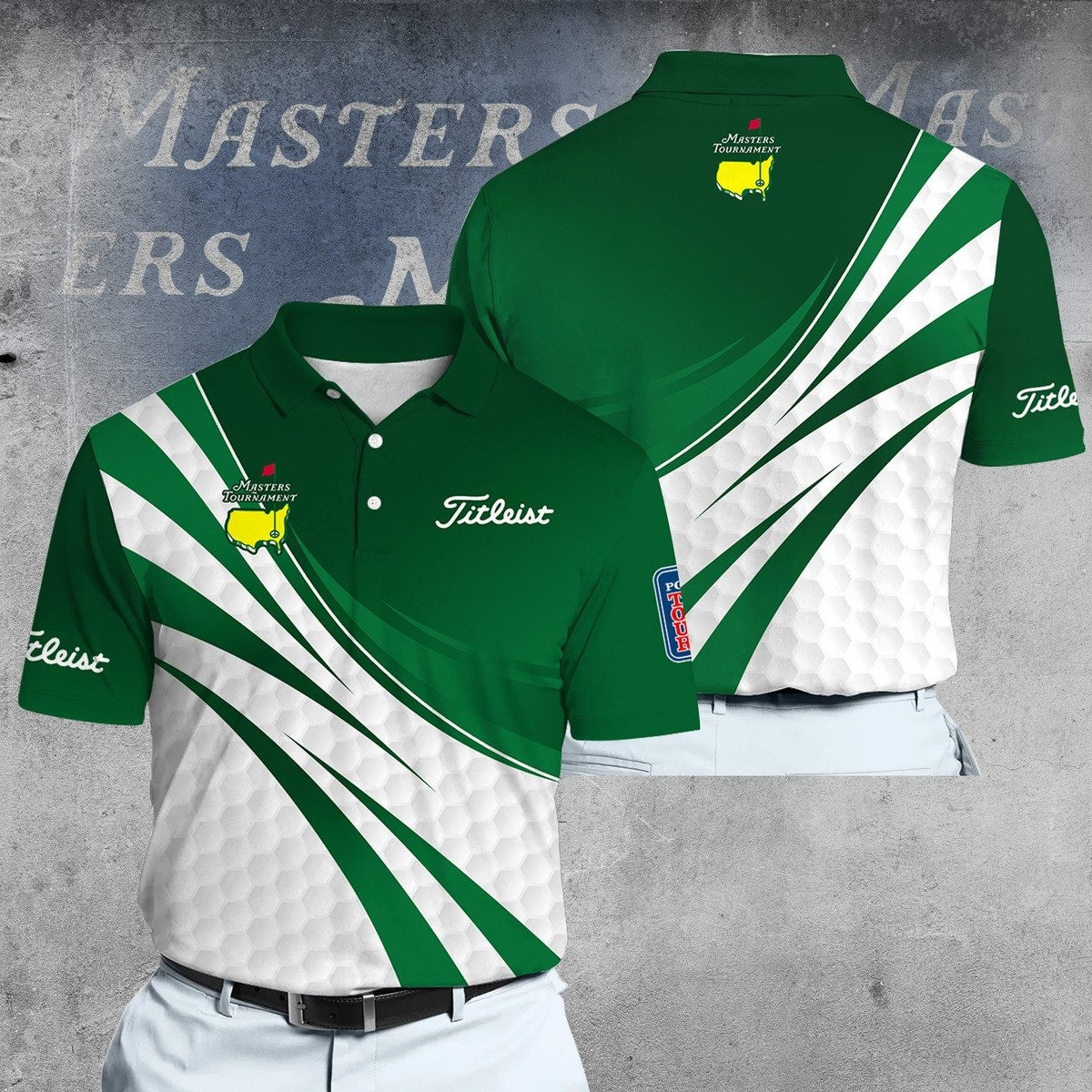 Deep Green Golf Pattern Master Tour Men Polo Shirt Gifts For Male Golfers