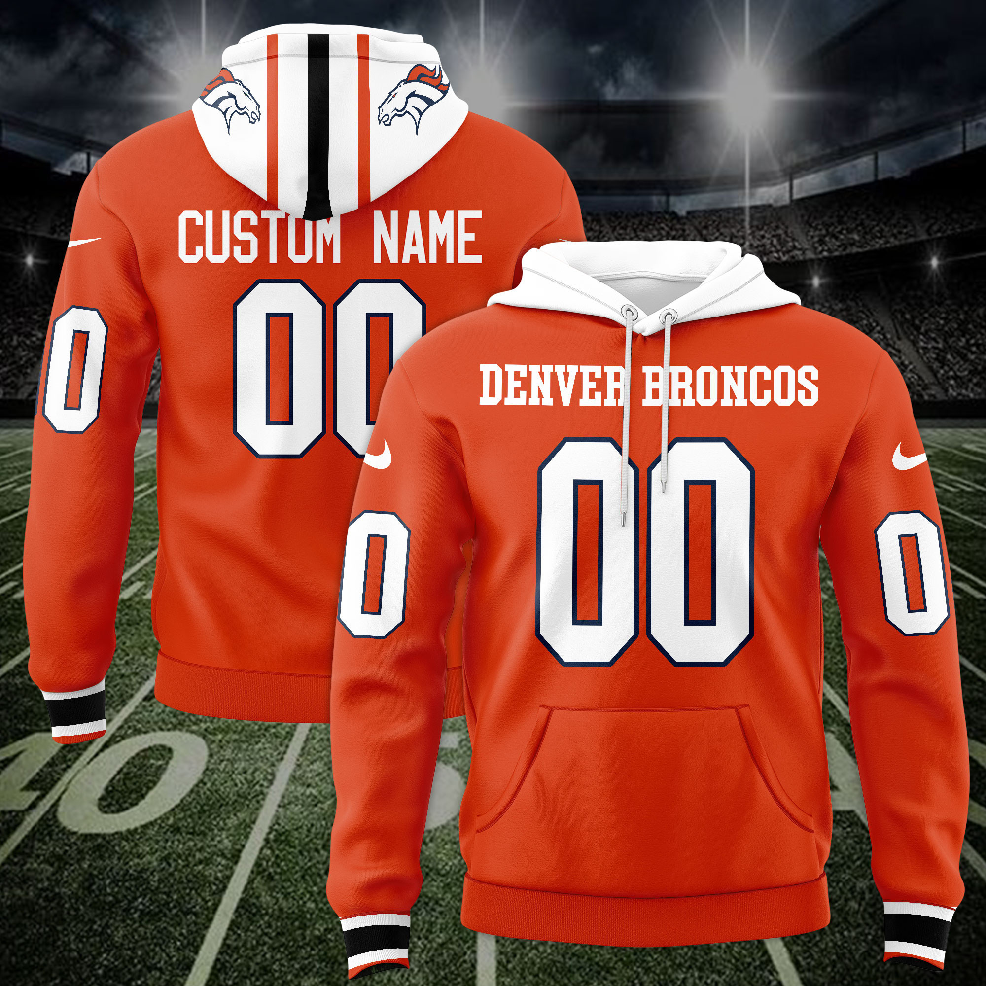 Denver Broncos Custom Name And Number 3D Hoodie