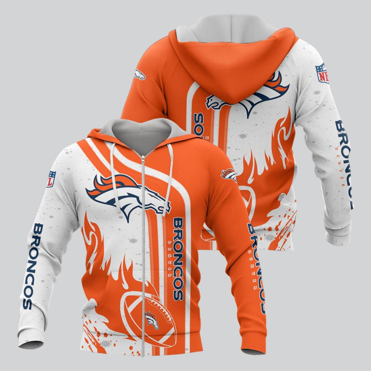 Denver Broncos Football Personalized 3D printed Sweatshirt Hoodie Zipped Hoodie