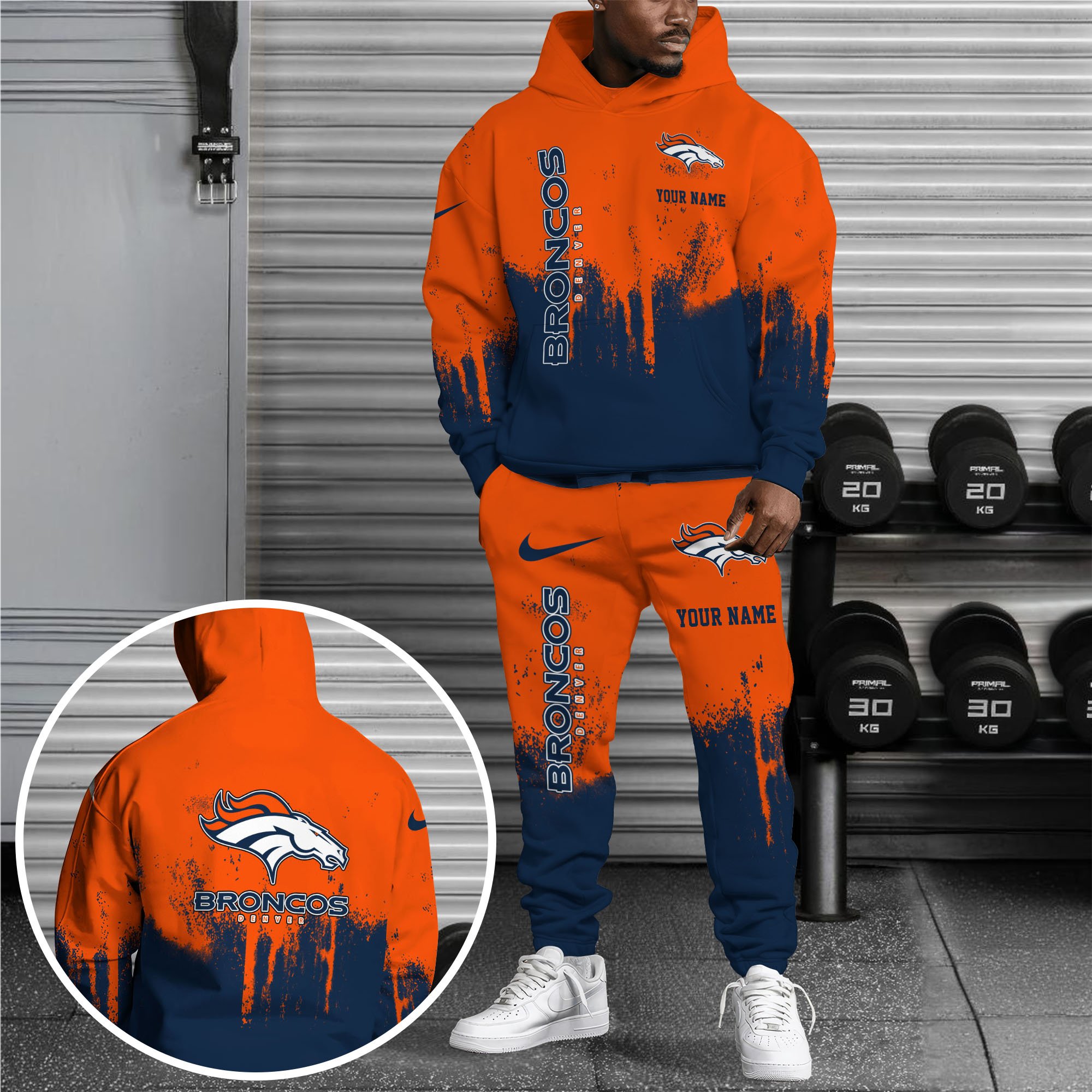 Denver Broncos Hoodie Sweatpants Set Custom Your name, Sport Hoodie Sweatpants Set, Sport Gifts For Fan Gift For Sport Music Fans