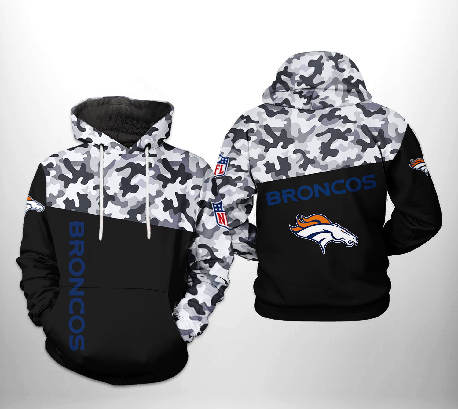 Denver Broncos NFL Camo Veteran Team Hoodie Zip Hoodie