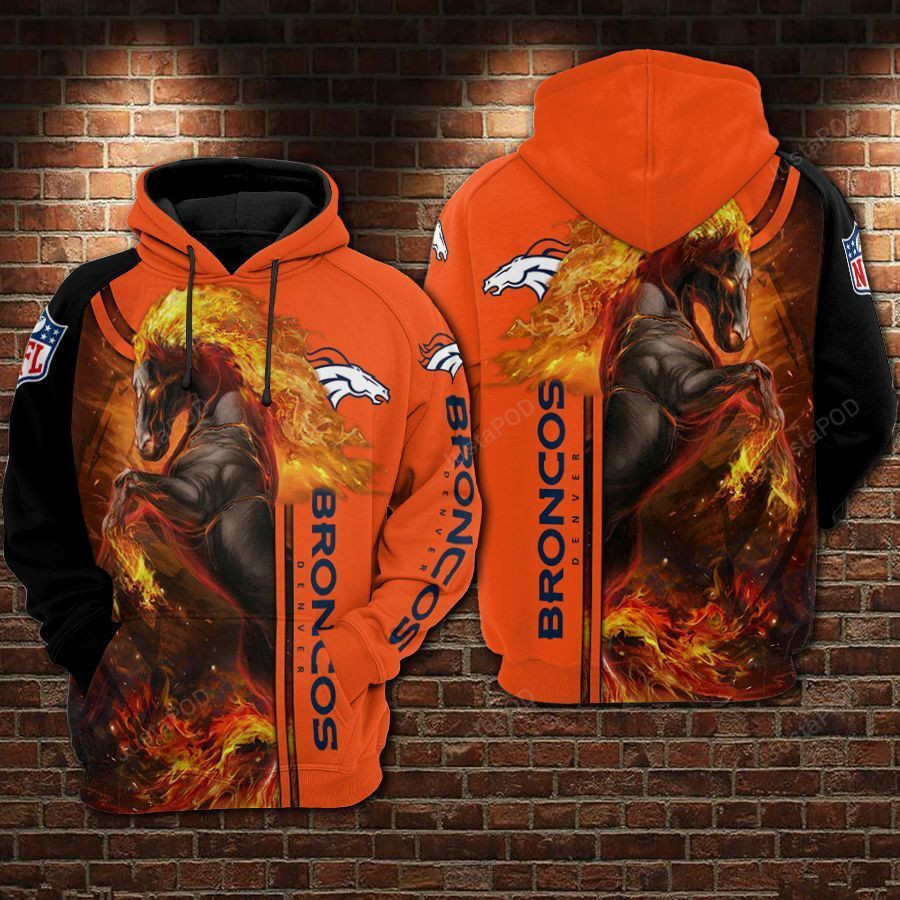 Denver Broncos Nfl Football Fire Hoodie Zip Hoodie