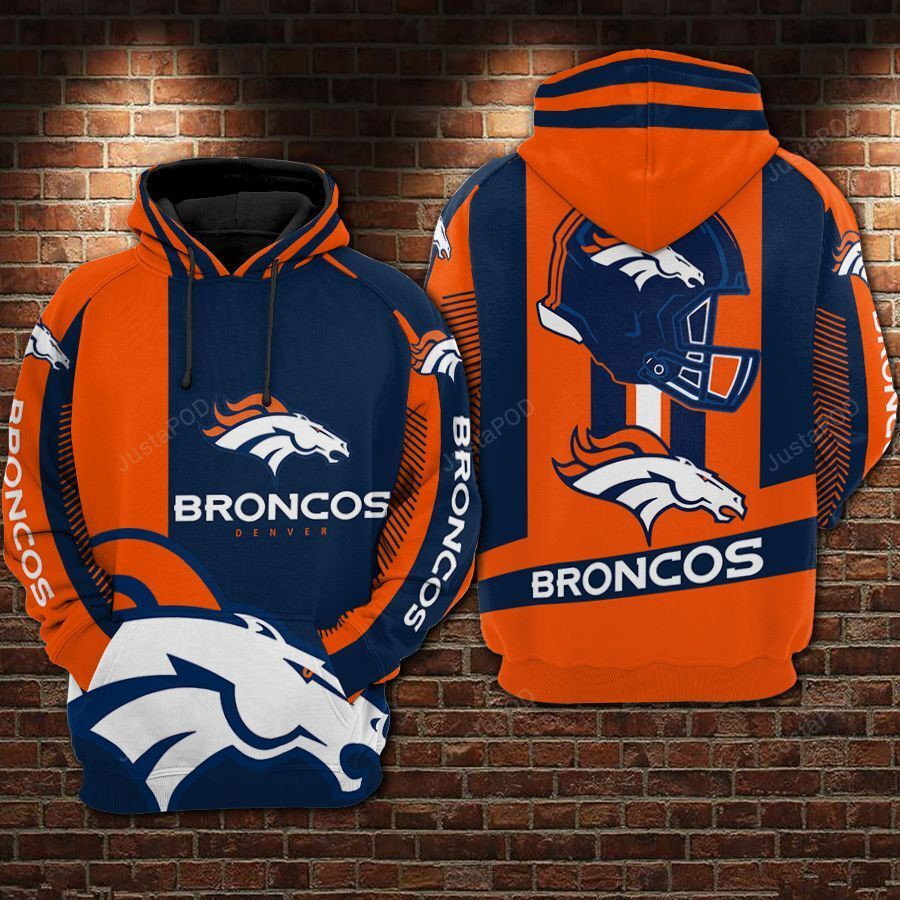 Denver Broncos Nfl Football Orange Hoodie Zip Hoodie