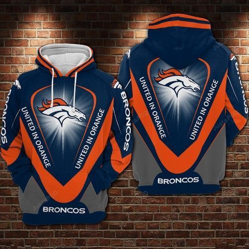 Denver Broncos Nfl Football United Orange Hoodie Zip Hoodie