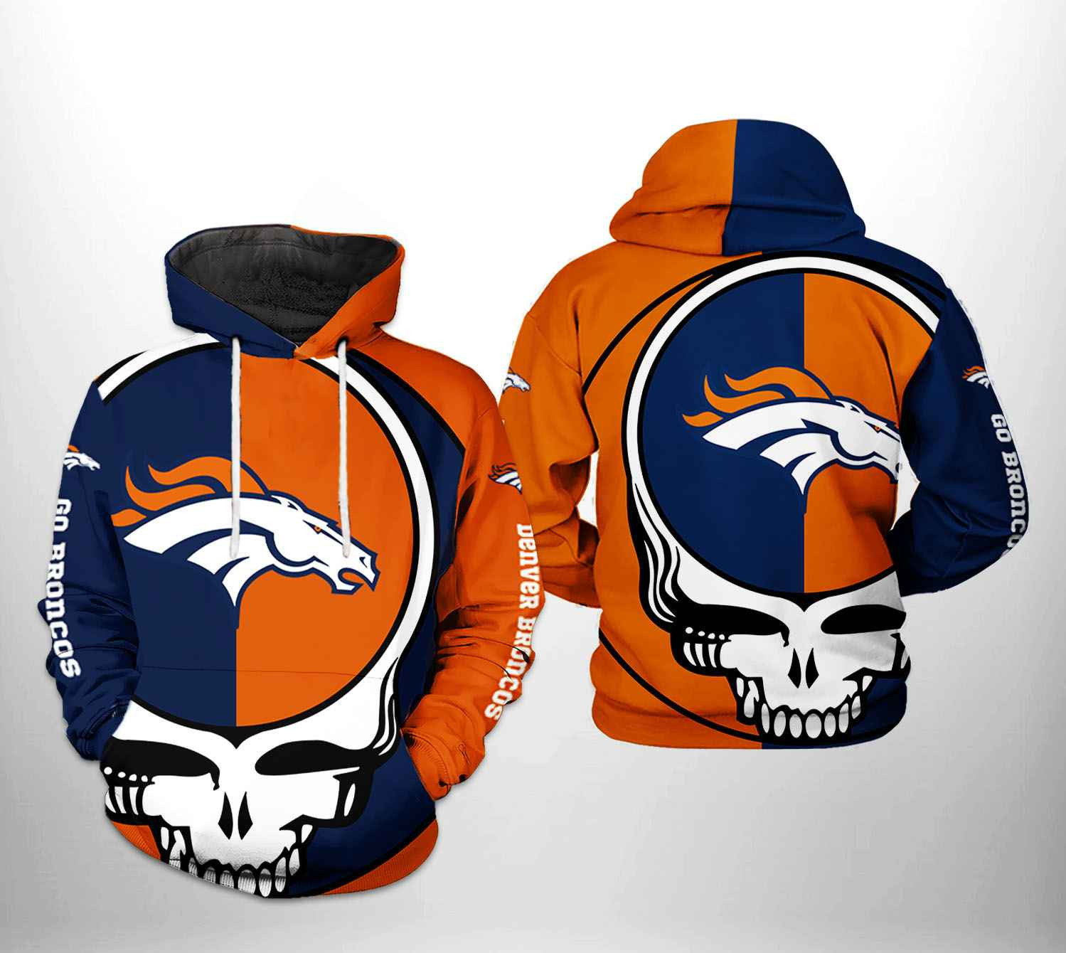 Denver Broncos NFL Grateful Dead Hoodie Zip Hoodie Gift For Sport Music Fans