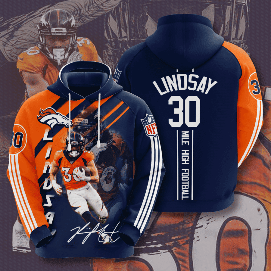 Denver Broncos Phillip Lindsay Hoodie  Zip Hoodie Version 1064