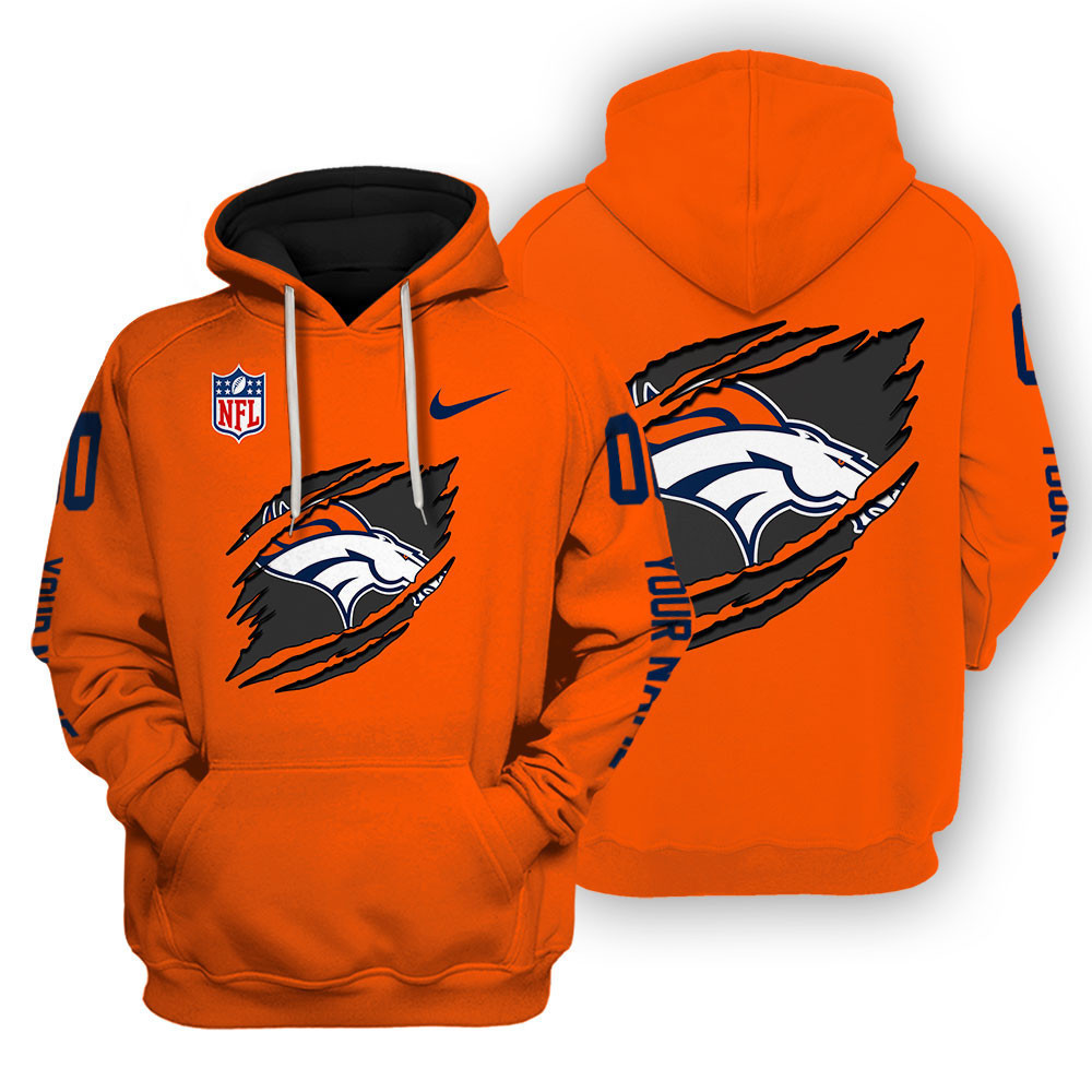 Denver Broncos Scratch Logo NFL 3D Hoodie Style 99 Gift For Sport Music Fans