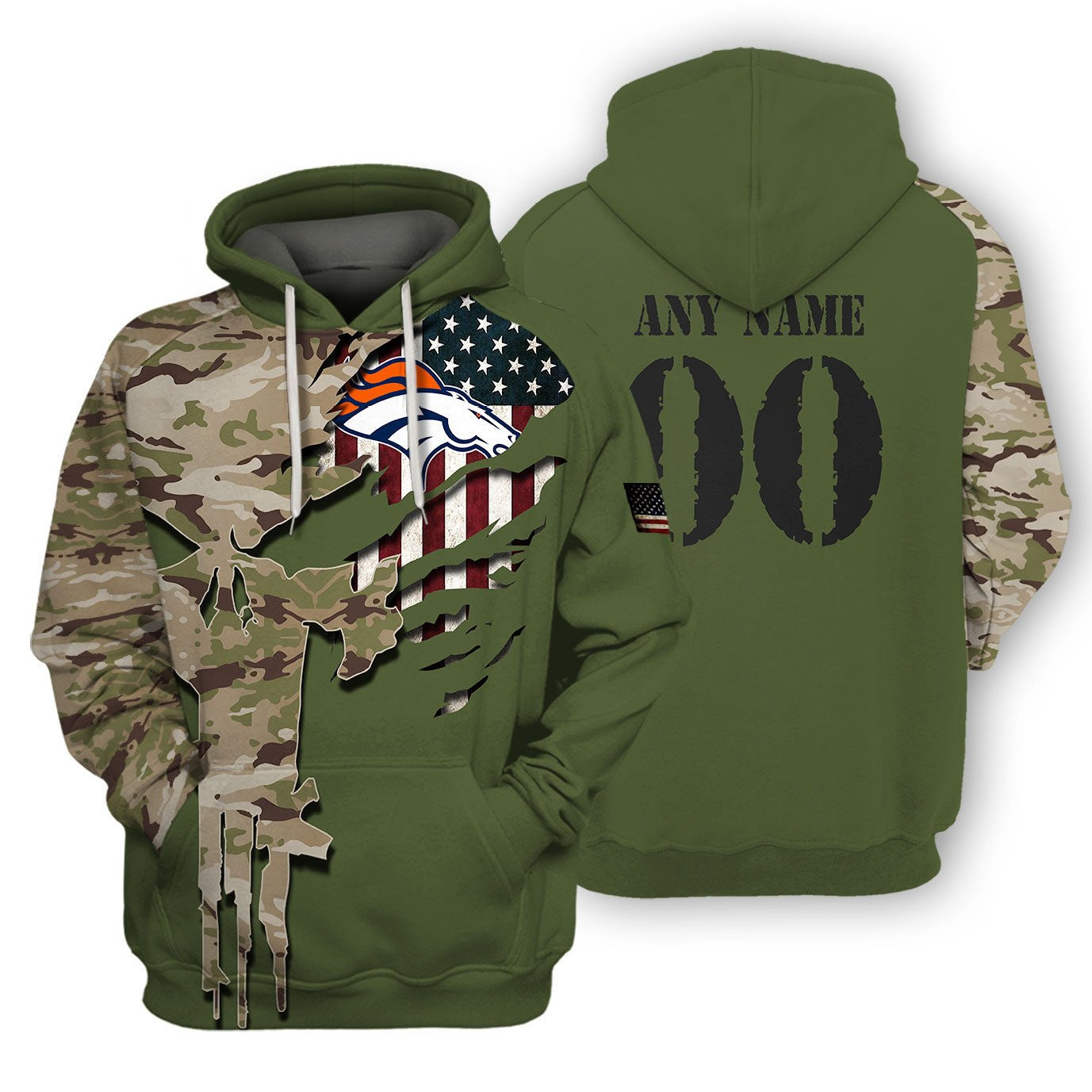 Denver Broncos Special Camo Design 3D printed Sweatshirt Hoodie Zipped Hoodie