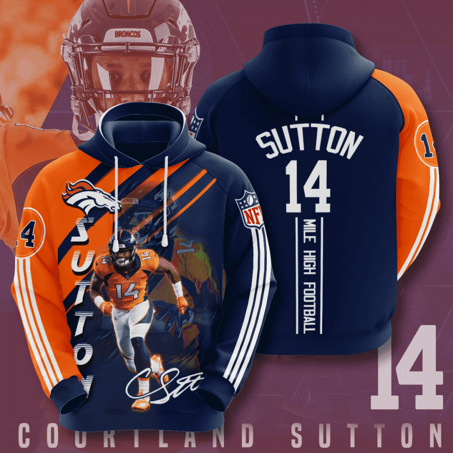 Denver Broncos Sutton 14 Hoodie  Zip Hoodie Version 1357