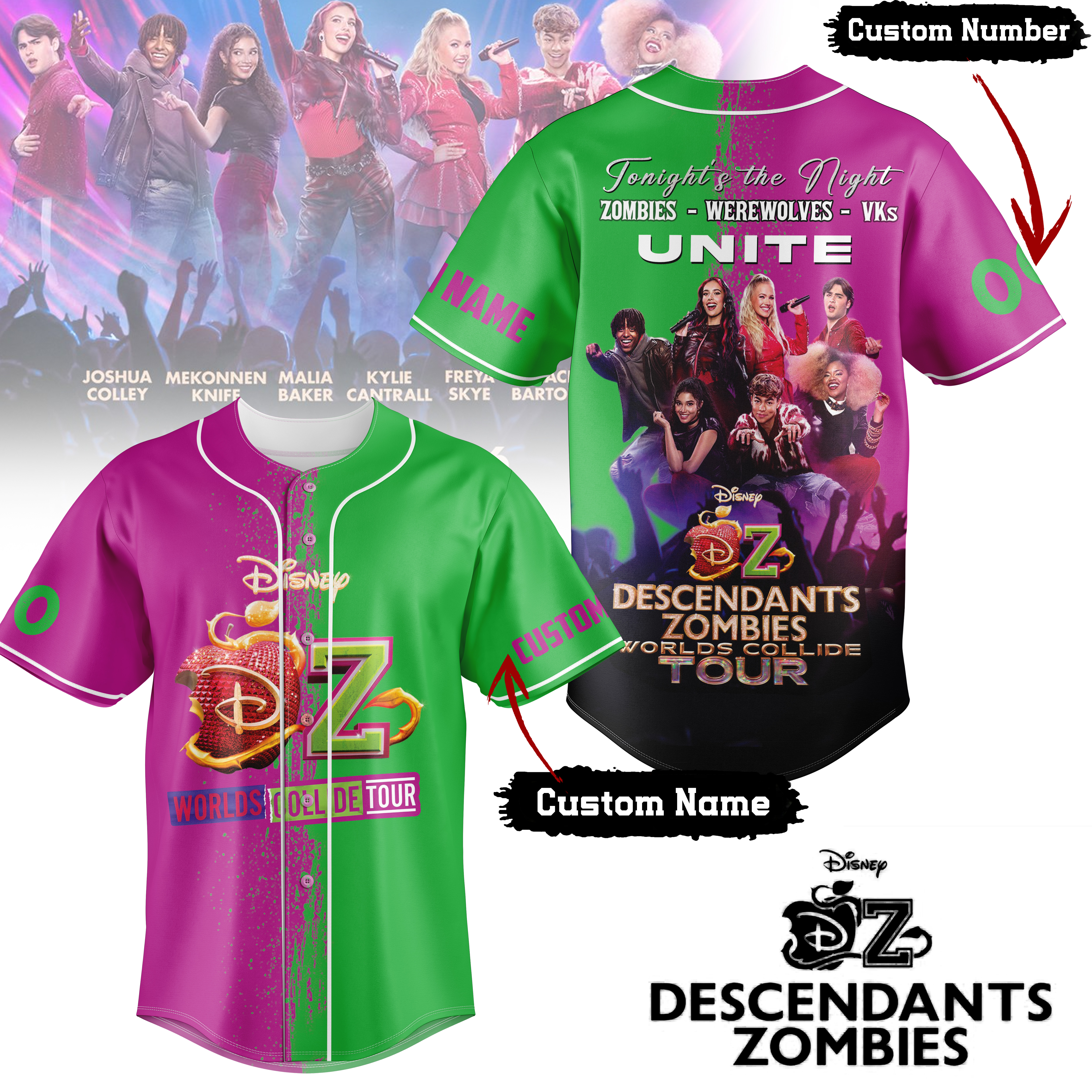 Descendants Zombies Disney Movie Personalized Baseball Jersey For Fans