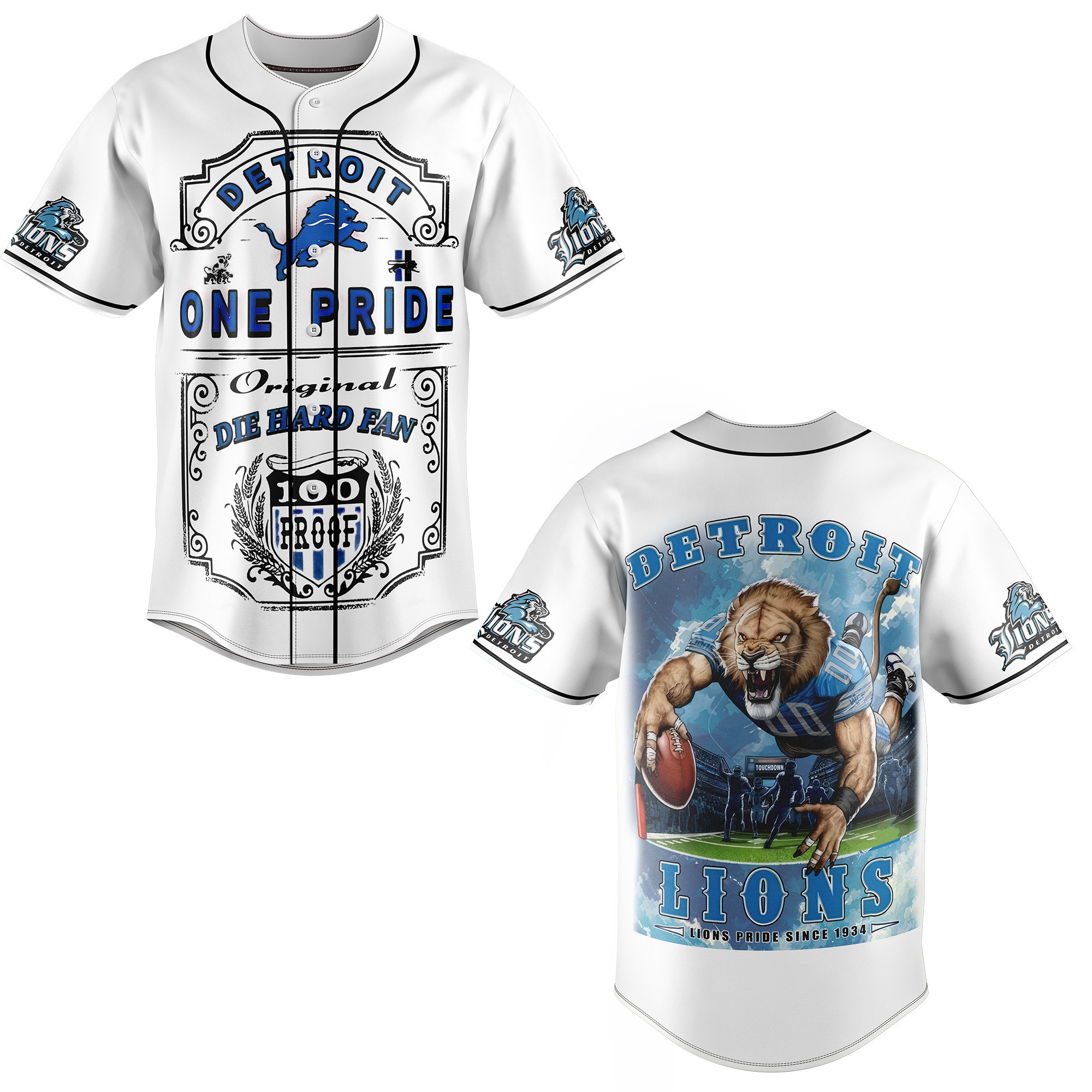 Detroit Lions Baseball Jersey For Fans