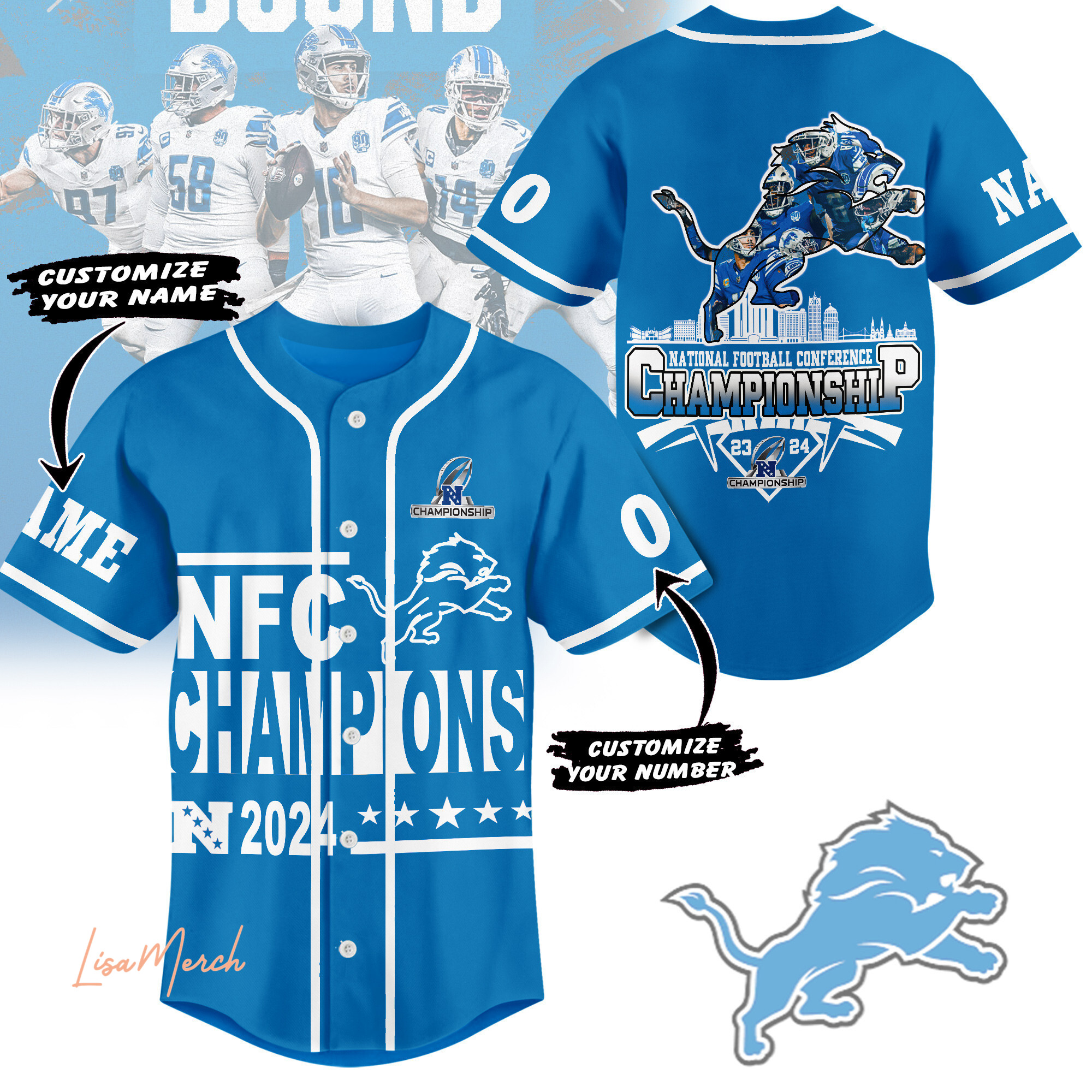 Detroit Lions Baseball Jersey For Fans
