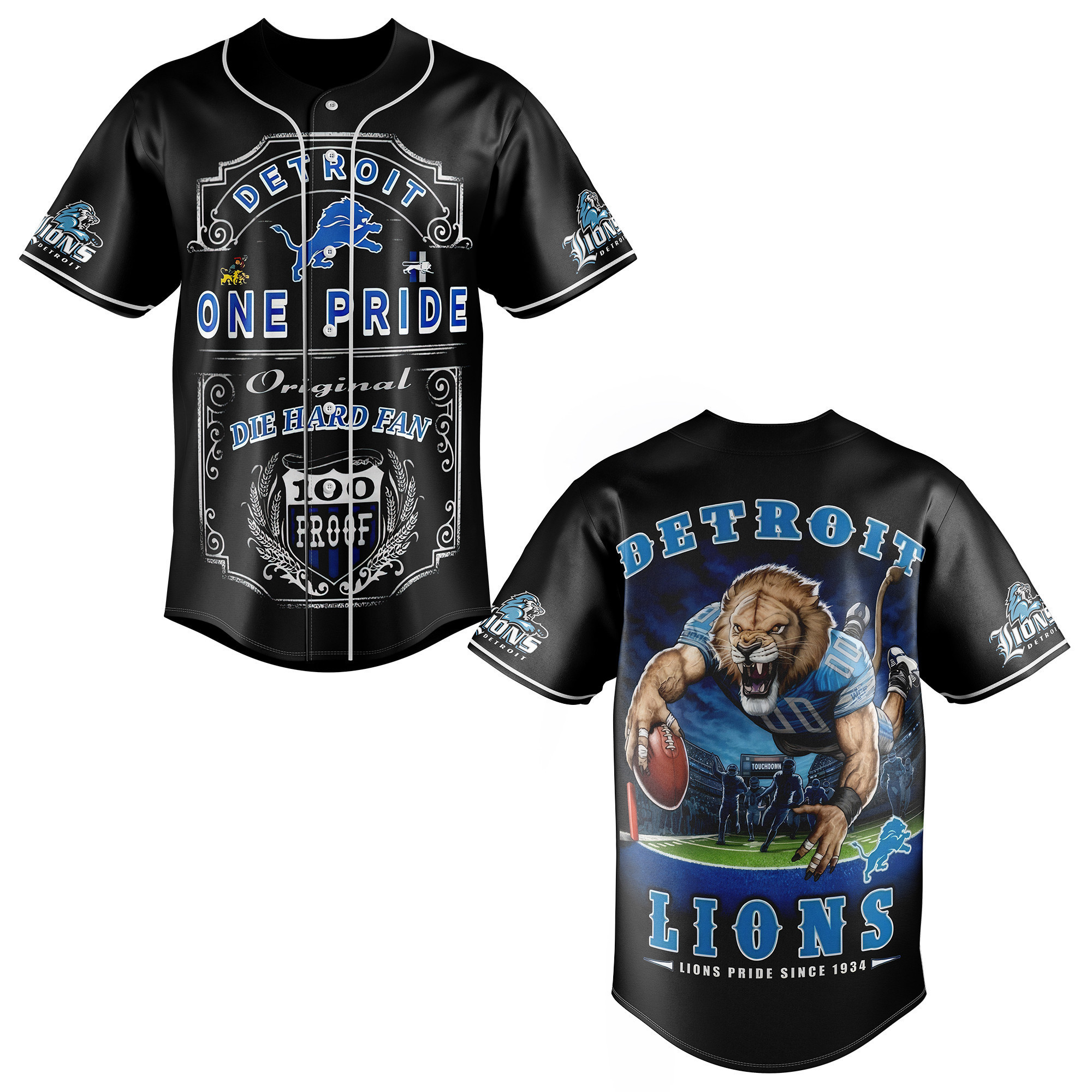 Detroit Lions Baseball Jersey For Fans