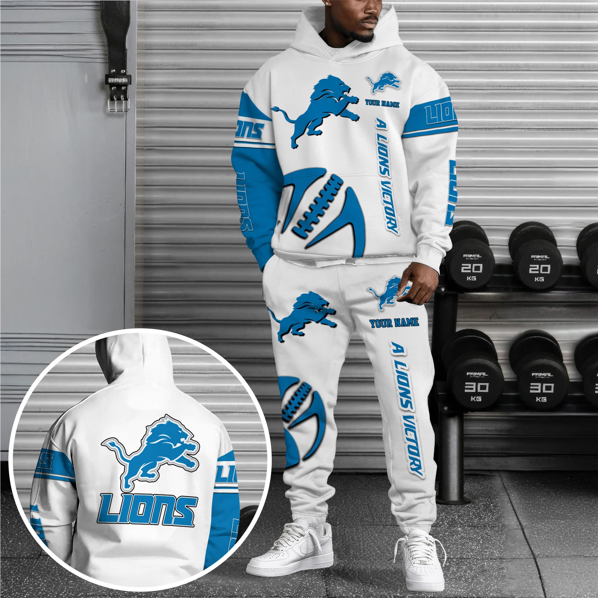 Detroit Lions Hoodie Sweatpants Set, Custom Hoodie, Sport Hoodie Sweatpants Set, Sport Gifts For Fan WF35 Gift For Sport Music Fans