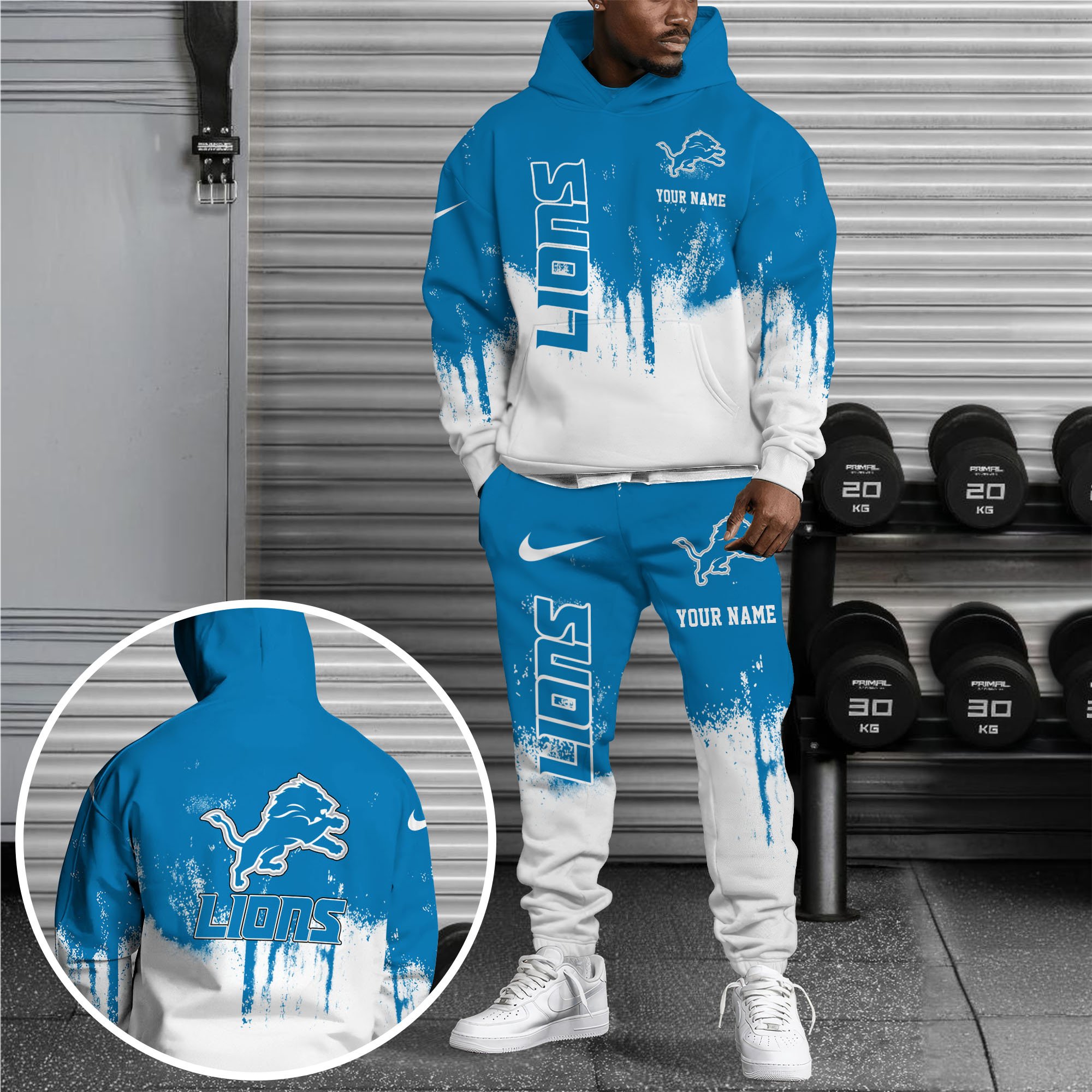 Detroit Lions Hoodie Sweatpants Set Custom Your name, Sport Hoodie Sweatpants Set, Sport Gifts For Fan Premium Merchandise