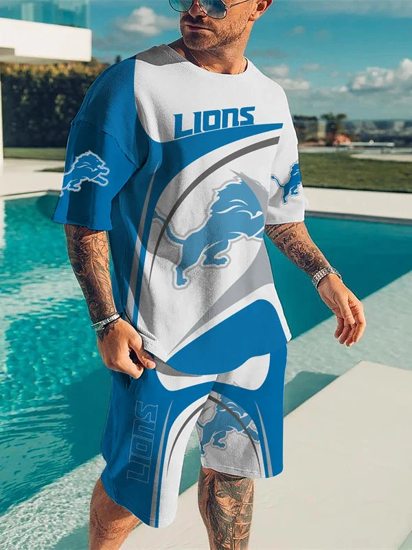 Detroit Lions Limited Edition Top And Shorts Two-Piece Suits Merch For Fans Gift For Sport Music Fans