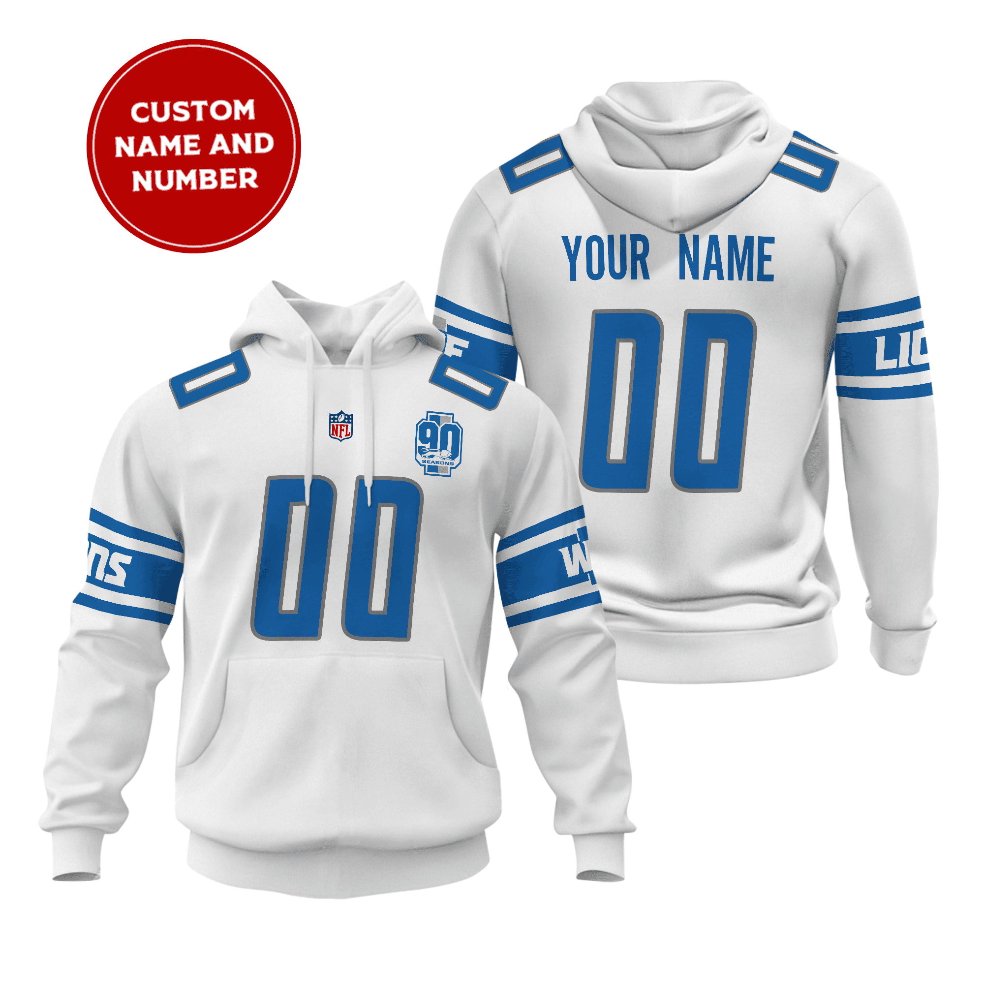 Detroit Lions Personalized Name And Number NFL 3D Hoodie Style 130 Gift For Sport Music Fans