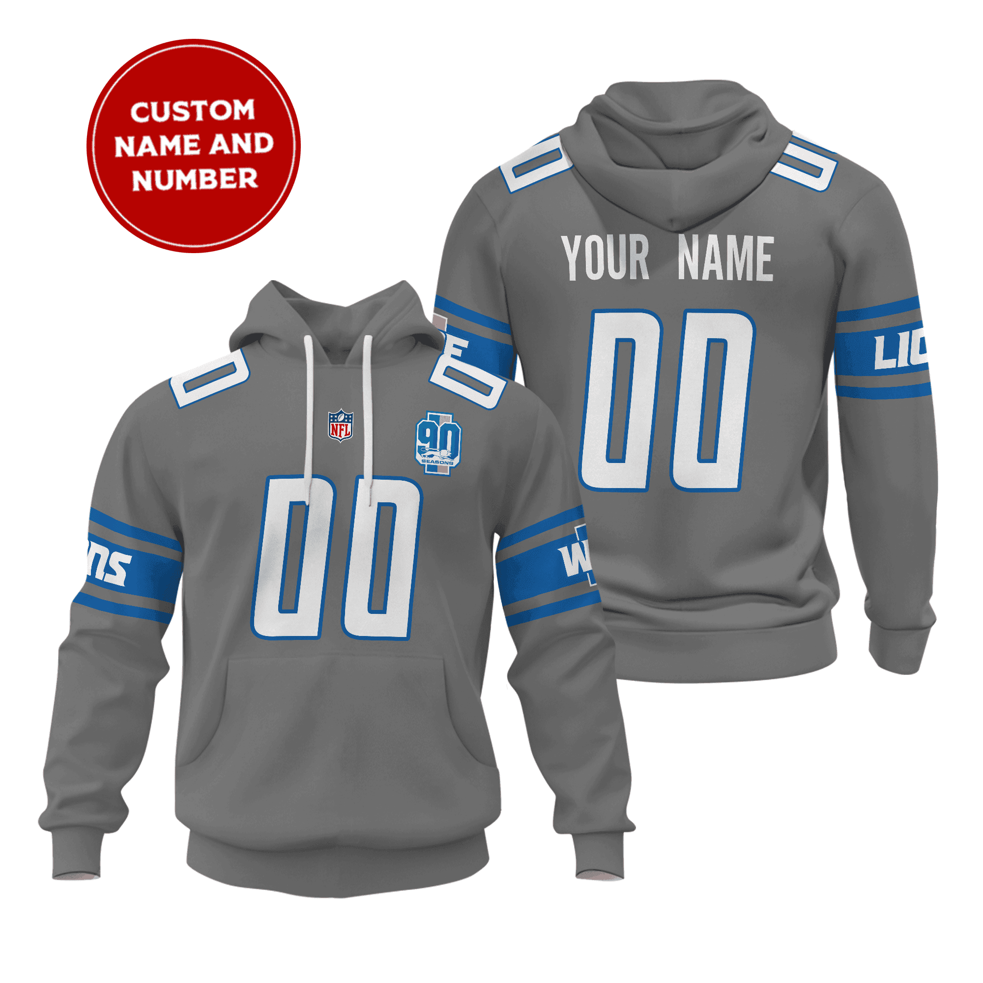 Detroit Lions Personalized Name And Number NFL 3D Hoodie Version 132
