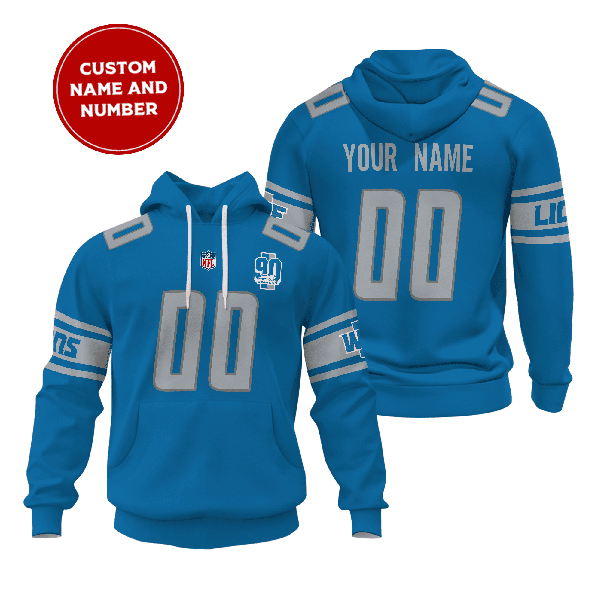 Detroit Lions Personalized Name And Number NFL 3D Hoodie Version 139