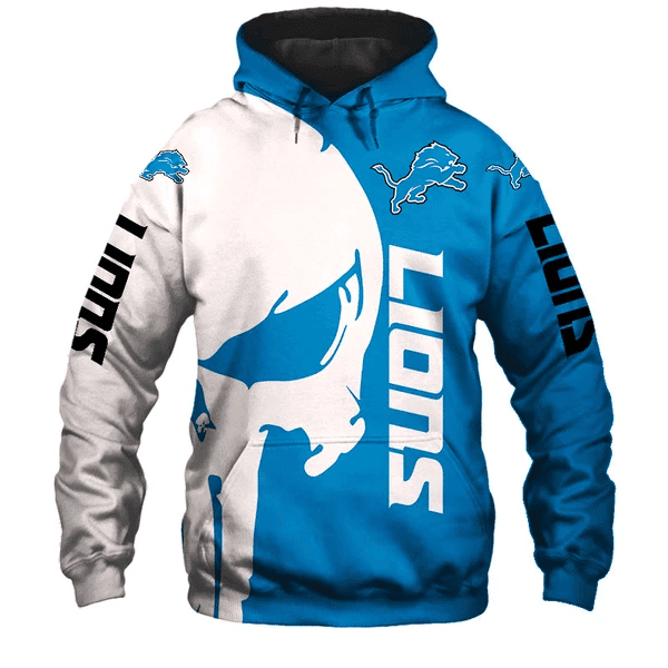 Detroit Lions Punisher NFL Unisex 3D Hoodie
