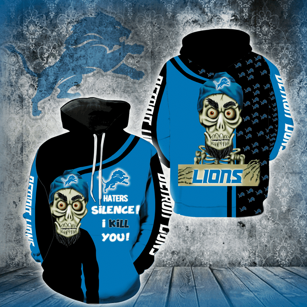 Detroit Lions Skull Full Hoodie  Zip Hoodie Gift For Sport Music Fans