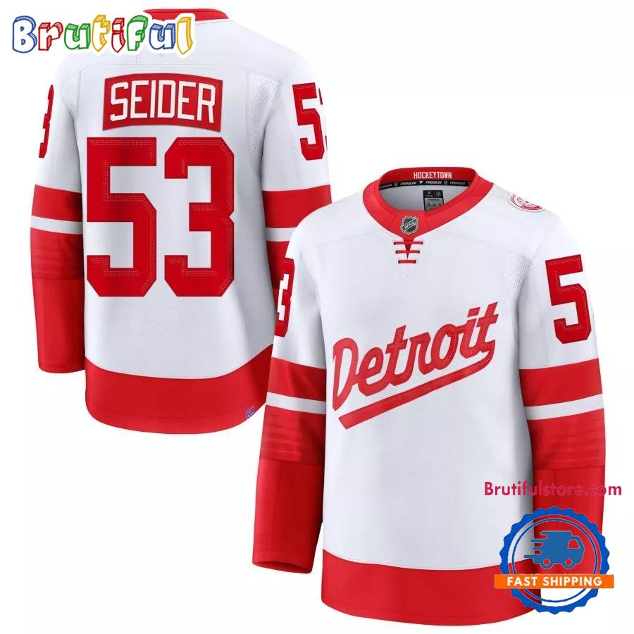 Detroit Red Wings 2025 NHL Stadium Series Moritz Seider #53 Hockey Jerssey